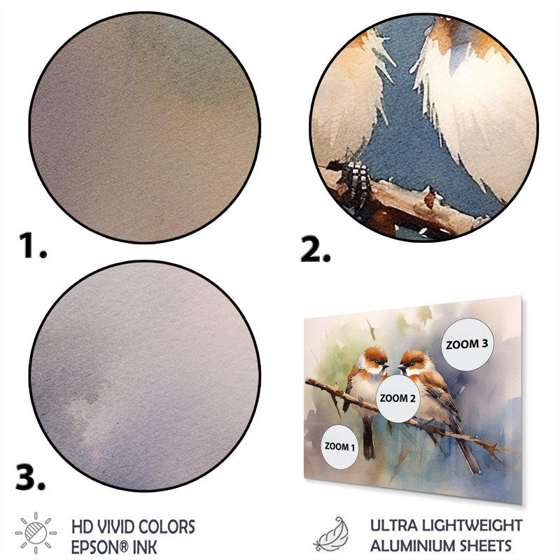 Beige and Brown Sparrow Birds Metal Wall Art Set