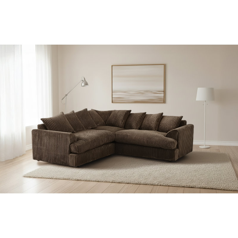 Brogyn 5 Seater Corduroy Corner Sofa , Brown