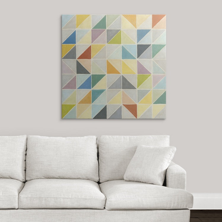 « i », art textuel megan meagher Multifaceted, H 35 po x l 35 po x P 1,5 po, Toile