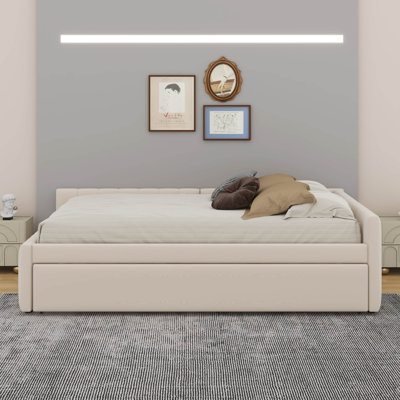 Full Size Upholstered L-Shaped Upholstered Daybed With Trundle