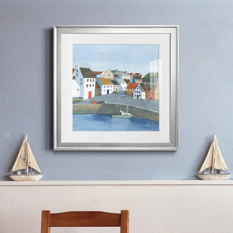 " Old Coast Town II ", Silver, 20" H x 20" W x 1" D, White