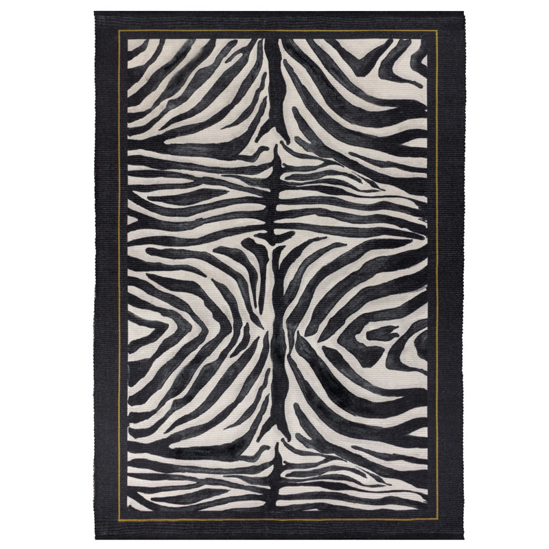 Leopardis Zebra Rectangle 120 cm x 170 cm Animal Print Flatweave Indoor / Outdoor Washable Area Rug