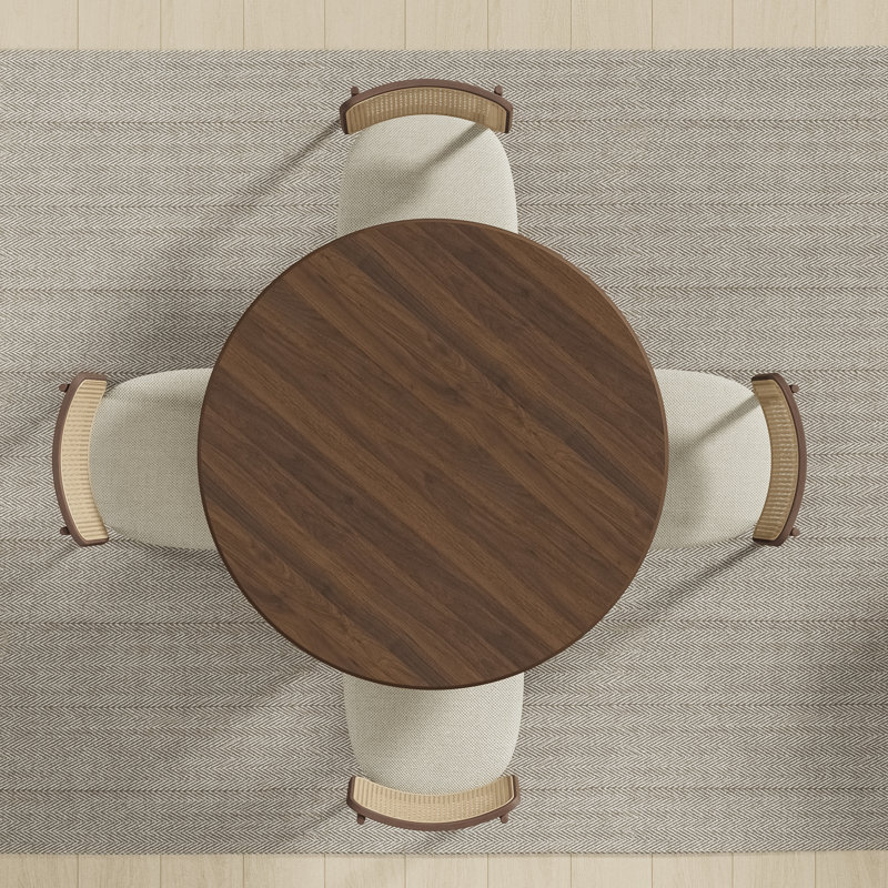 Table de salle à manger en bois massif, H 30 po x L 46 po x l 46 po, Noyer