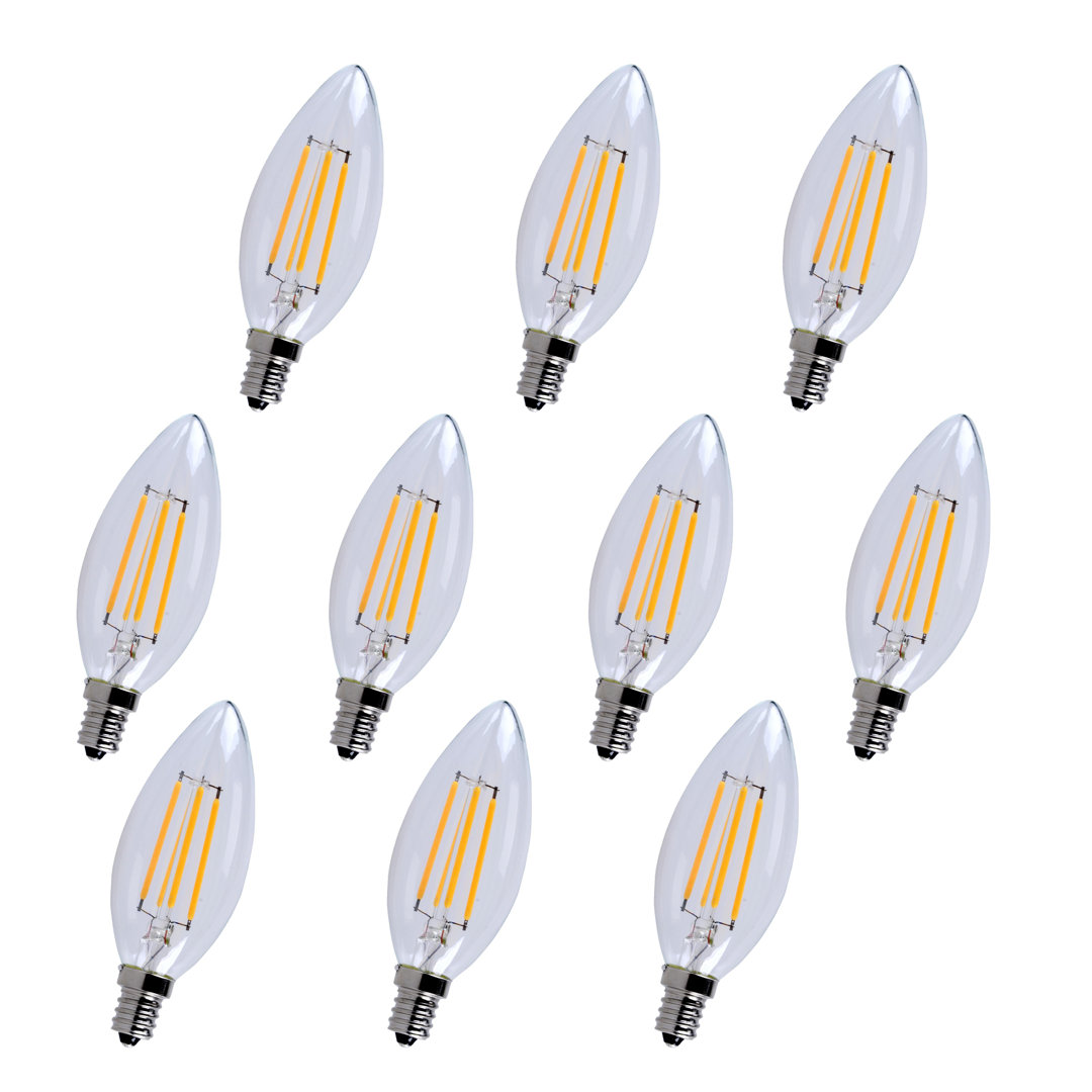 LED E12 Candelabra, 4W (40W Eqv), 300°, CRI80, Dimmable, 15000hrs, 120V, UL/CUL, 10-Pack Elegant Lighting