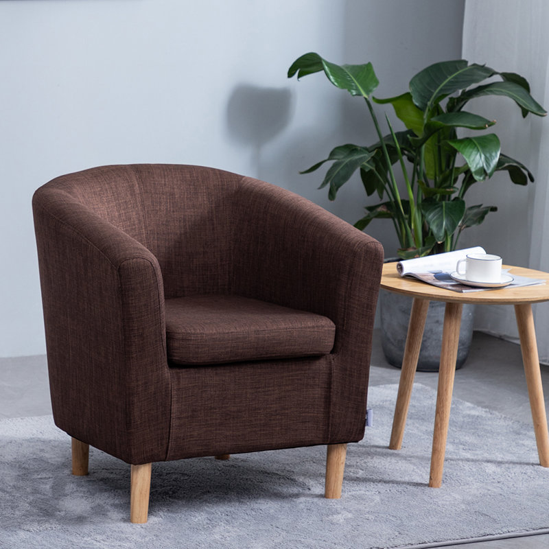 Twickenham Upholstered Barrel Chair, Brown