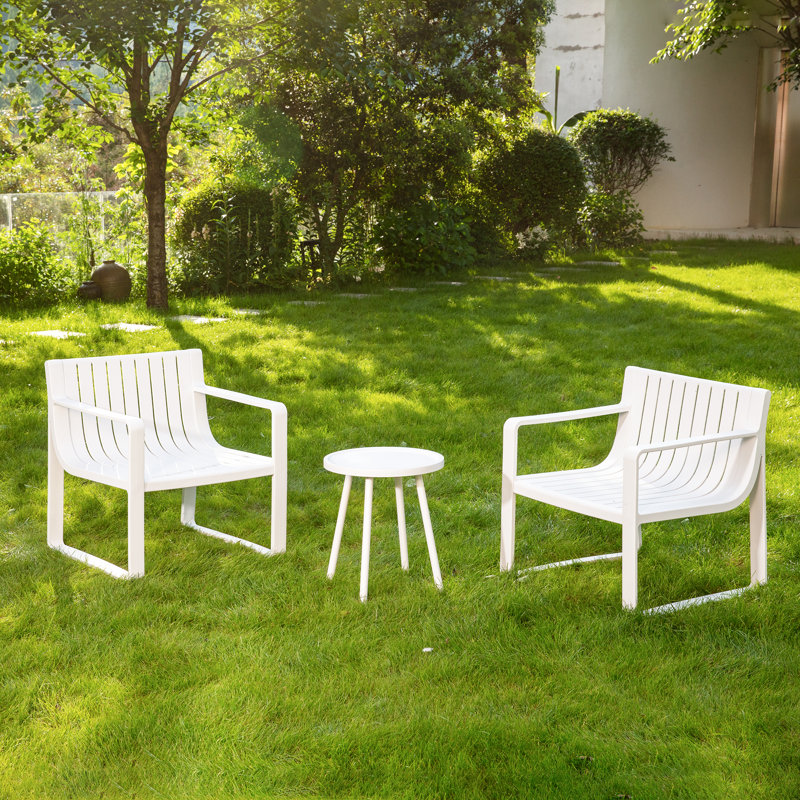 Werph 2 Person Patio Furniture Set, Outdoor Furniture Patio Table and Chairs Set, White