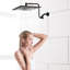 Pomme de douche 12 pouces avec bras réglable en acier inoxydable - Débit d'eau 12 po noir mat