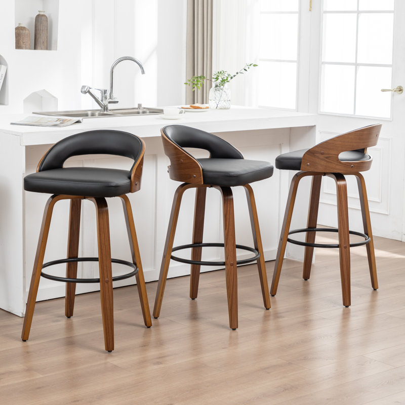 Ensemble de tabourets pivotants 3 pièces Carmavy, Tabouret de bar (siège d'une hauteur de 30 po), Noir