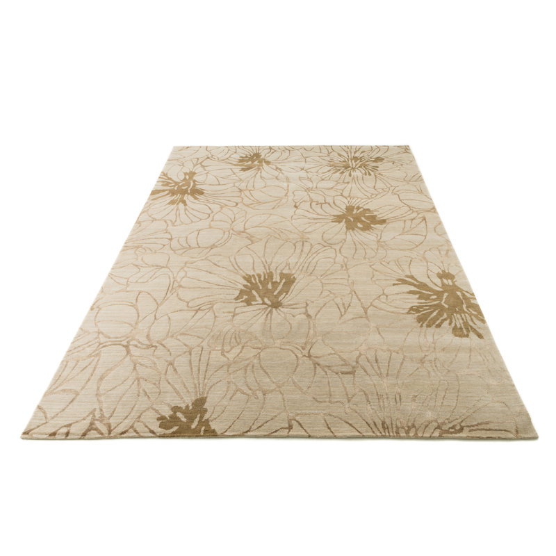 Tapis beige noué à la main Hermitage, Rectangle 2 pi x 3 pi