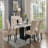 Elegant Dining Table White Genuine Marble Table Top Solidwood Base