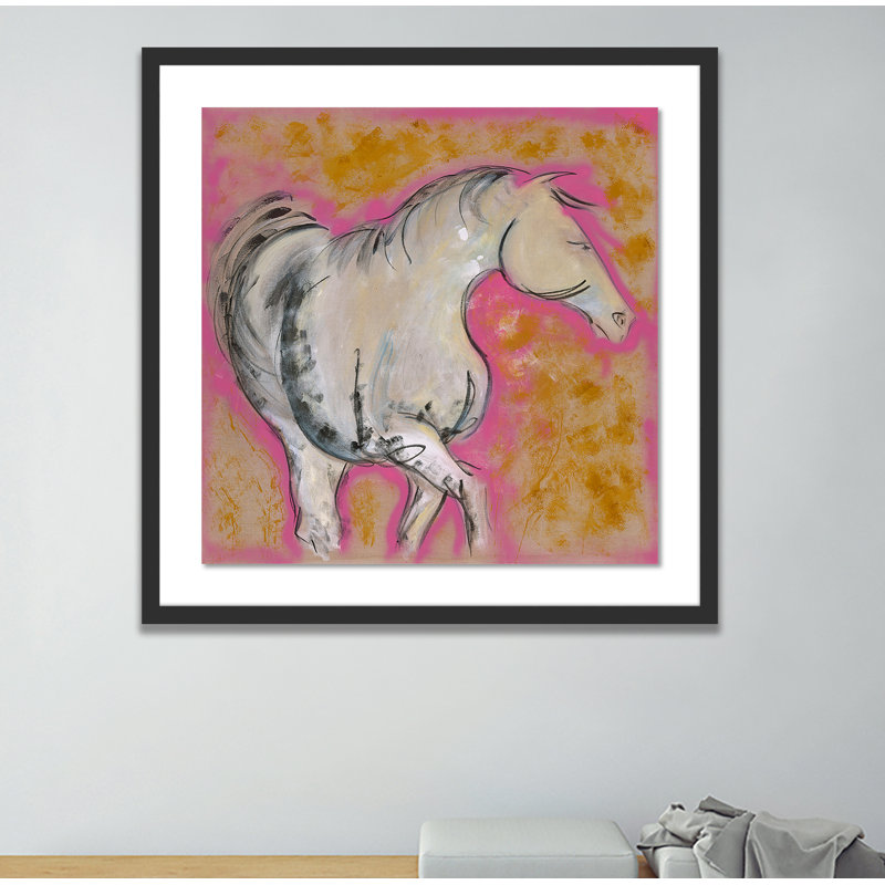 Pink Lady Framed Drawing Print, 48" H x 48" W x 2.5" D, Black