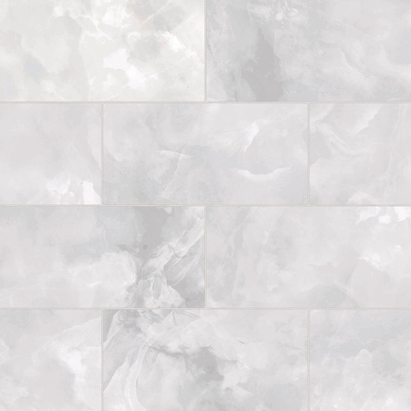 Gemma 12" x 24" Polished Porcelain Marble Look Wall & Floor Tile, White Onyx