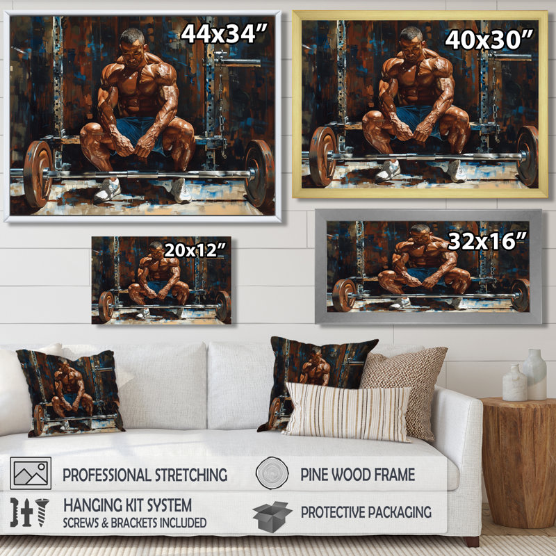 Reproduction d'art aérobie et musculation, H 24 po x l 32 po x P 1 po, Toile tendue