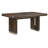 Modern Rectangular Wooden Dining Table with Extension Leaf, Durable Metallic Accent Base, Brown Finish