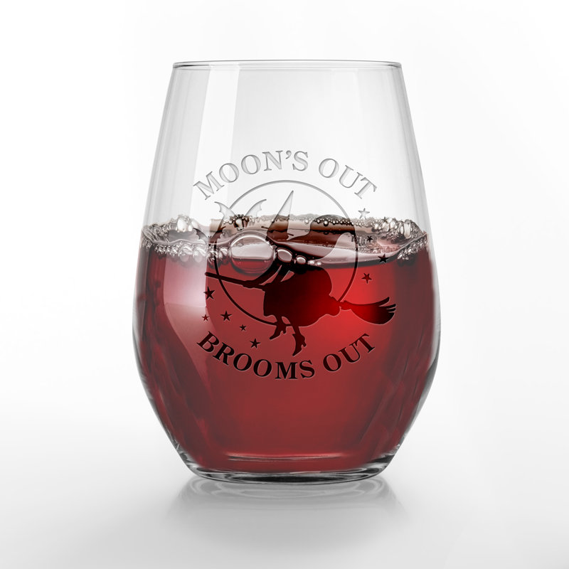 Lune de lune 15 oz. Verre à vin gravé sans pied