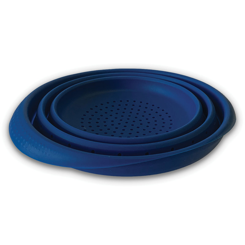 Blue 4-Quart Collapsible Silicone Colander