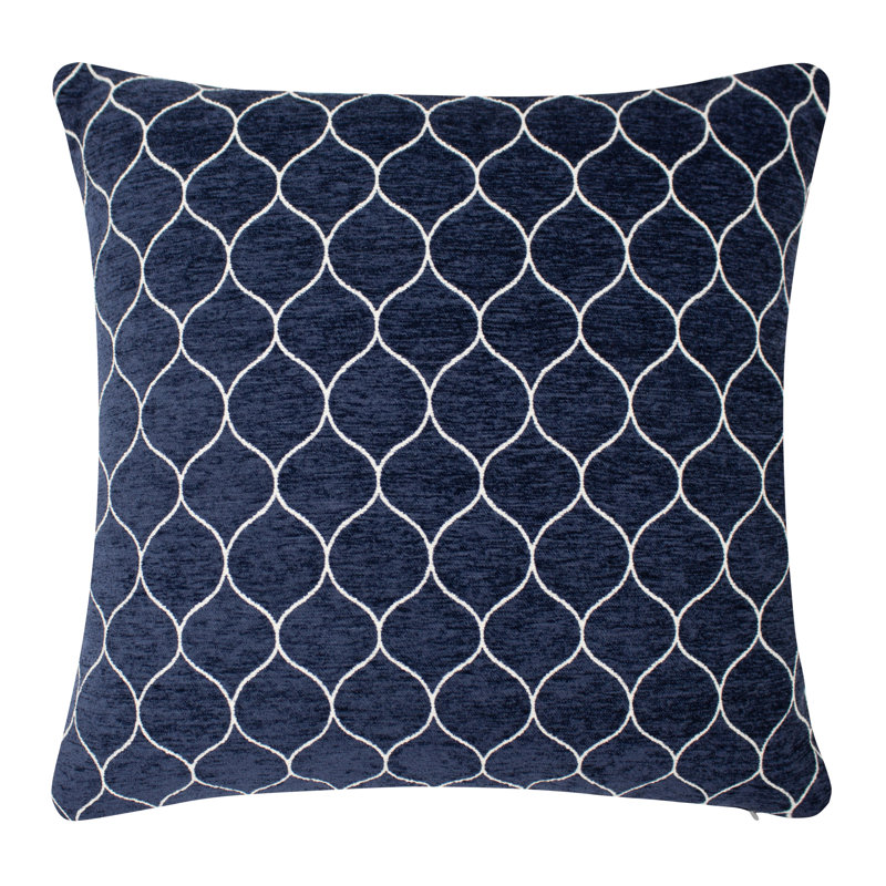  Mink Luxury Square Pillow Cover & Insert, Blue/Beige, Polyester/Polyfill