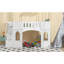 Lit mezzanine simple avec escalier de rangement, blanc - idéal pour l'organisation de la chambre à coucher et la fenêtre de style, comprend un escalier pratique-128218947
