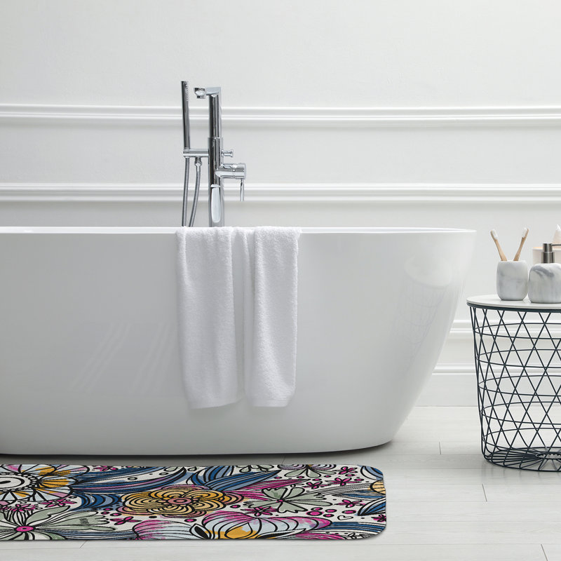 Tapis de bain Flora and Fauna, L 17 po x L 24 po, Rose