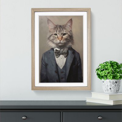 Cat In A Suit No.7 - Single Picture Frame Print on Wood