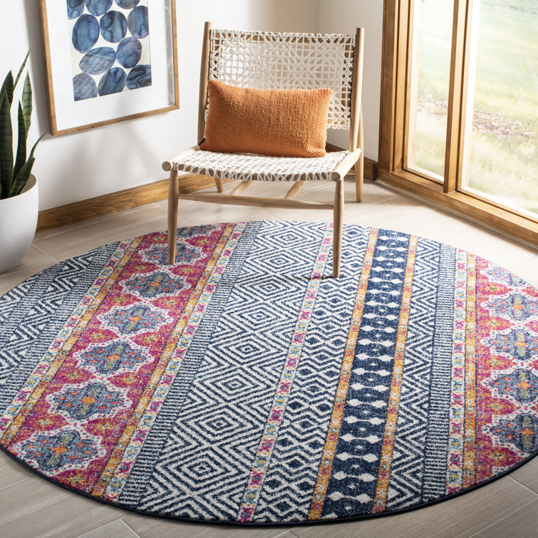 Felty Geometric Navy/Ivory Area Rug