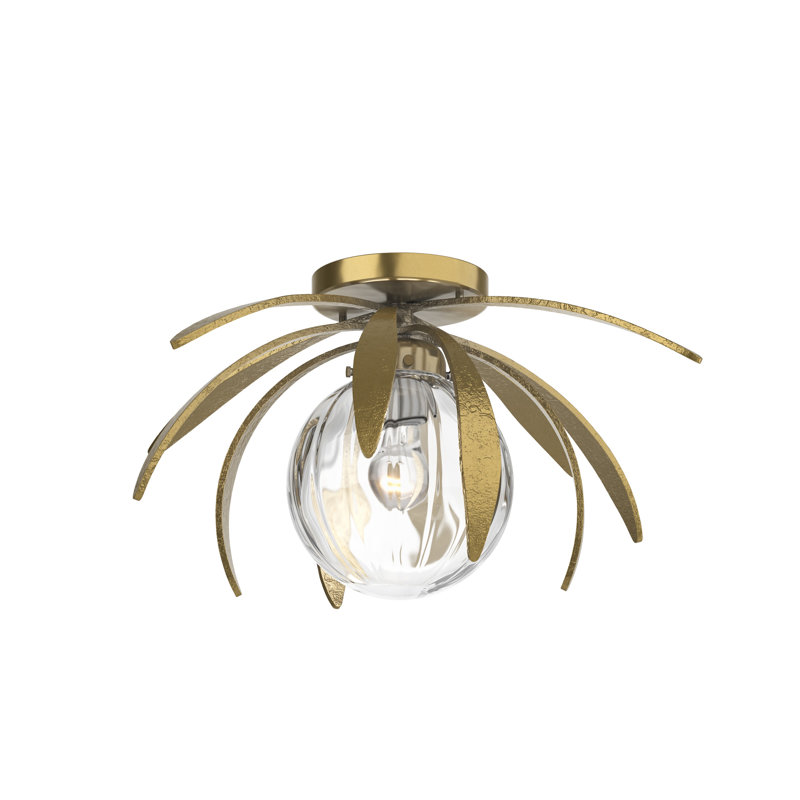 Dahlia 1 - Light Semi Flush Mount, Water Clear, Modern Brass