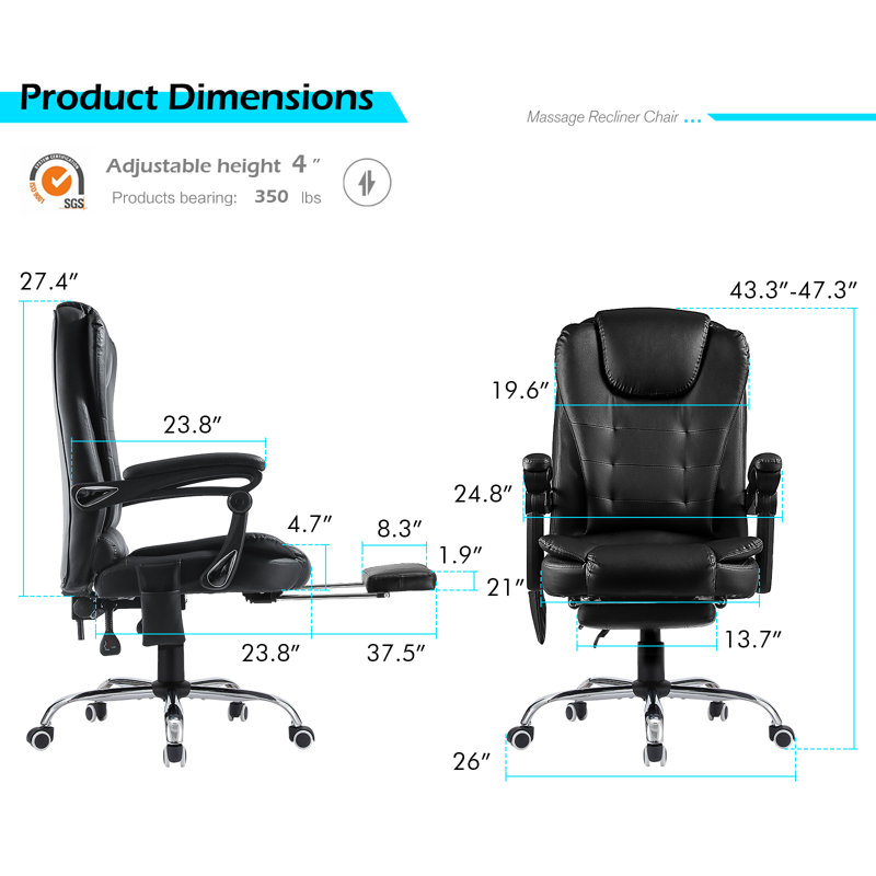 Kedzior Executive Chair with Headrest, Black