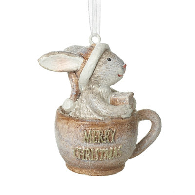 Merry Christmas Bunny In Teacup