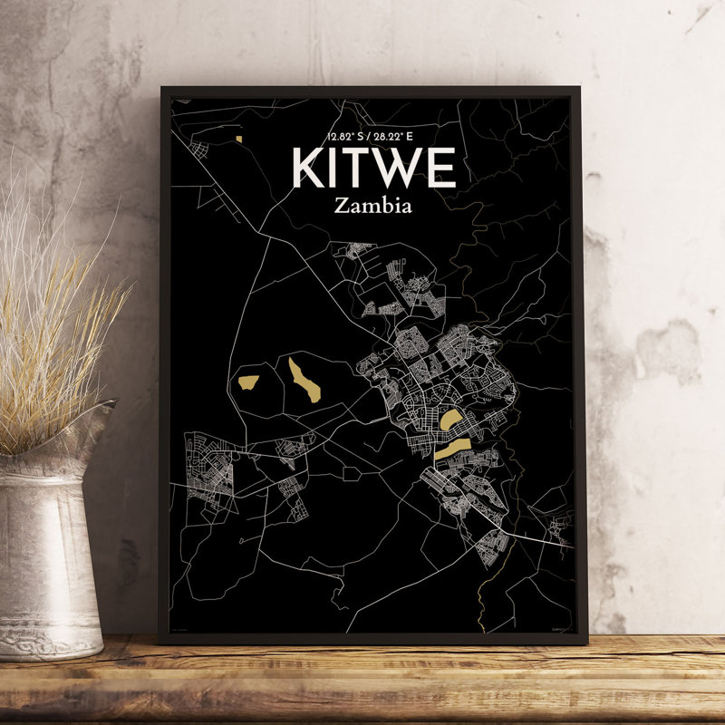 Kitwe City Map - No Frame Print, 43.2cm H x 27.9cm W x 0.13cm D