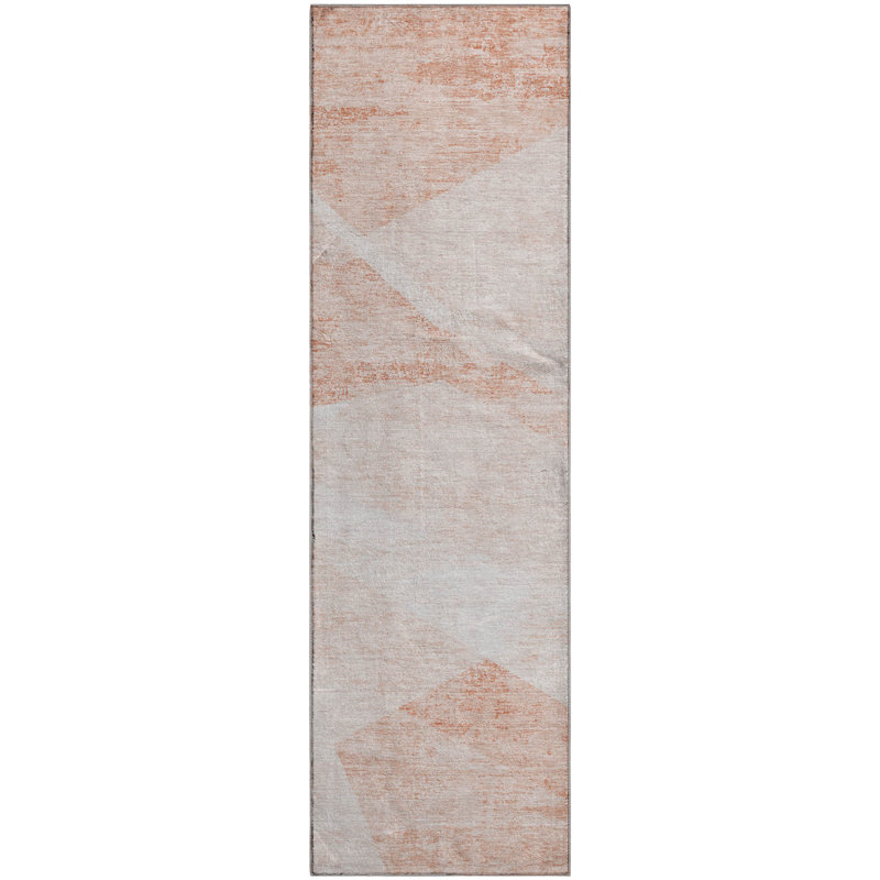 Premium Machine Washable Prisco Salmon Rug, Runner 2'3" x 7'6"