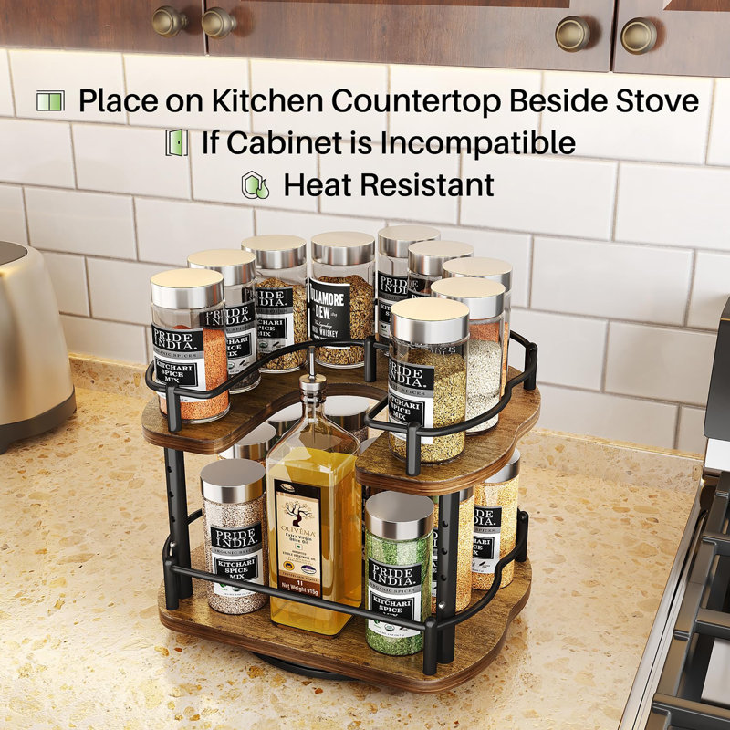 Lazy Susan Organizer Spice Rack, 10.3" H x 10" W x 8.3" D
