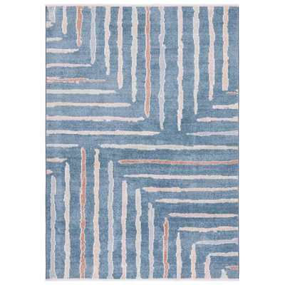 Tapis lavable bleu / ivoire Setebos