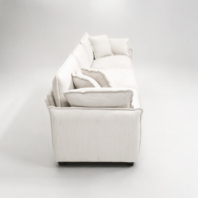 Ensemble de salon moderne 3 pièces, deux sièges à deux places et un à trois places, siège profond avec coussins et coussins, velours côtelé beige