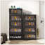 Noir, armoire de rangement pliante latérale de 24 po, 5 niveaux, 23,62 po x 13,78 po x 59,84 po, bacs de rangement pliables avec porte magnétique, armoire de rangement en plastique avec roues