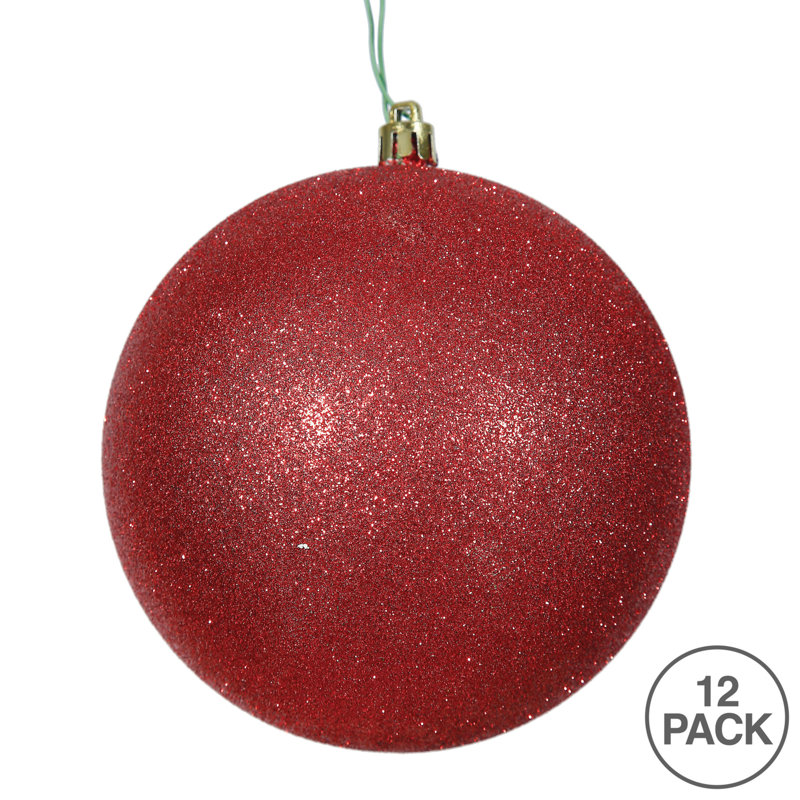 Holiday Décor Ball Ornament, Red Glitter, 2.75" H x 2.75" W x 2.75" D