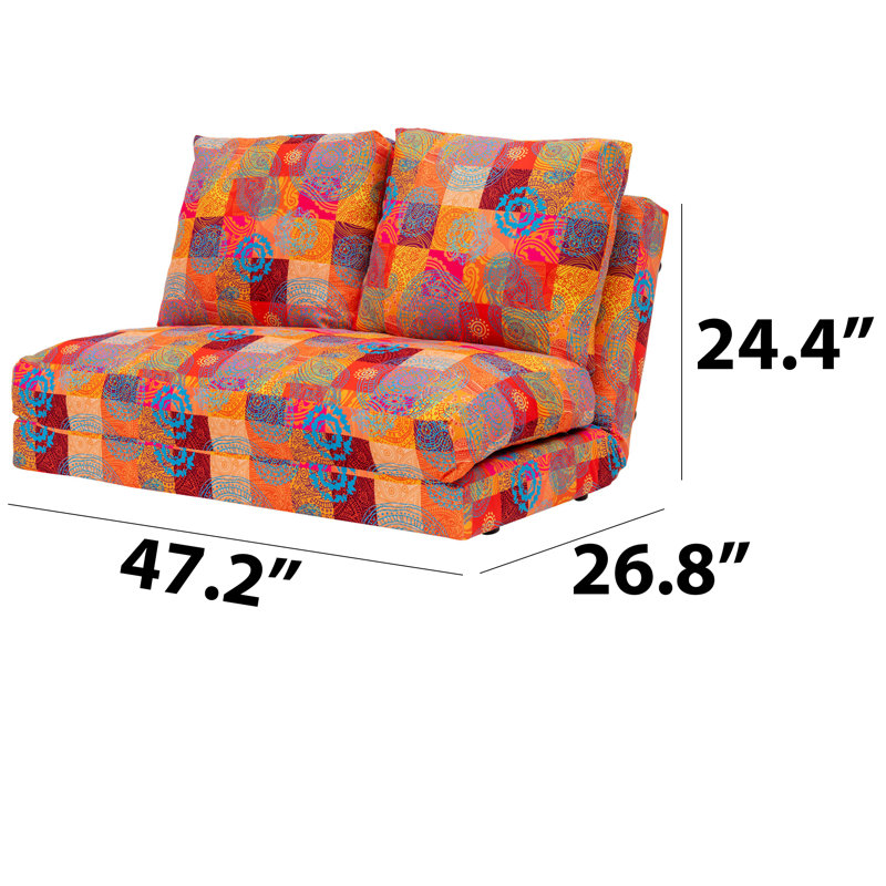 Élégant canapé-lit à 2 places, conception bohémienne en patchwork, 47,2 po x 23,6 po x 10,2 po | Structure 100% métal, mousse haute densité, dossier réglable à 14 niveaux | Facilement convertible en lit, capacité maximale: 440 lb, parfaite pour 