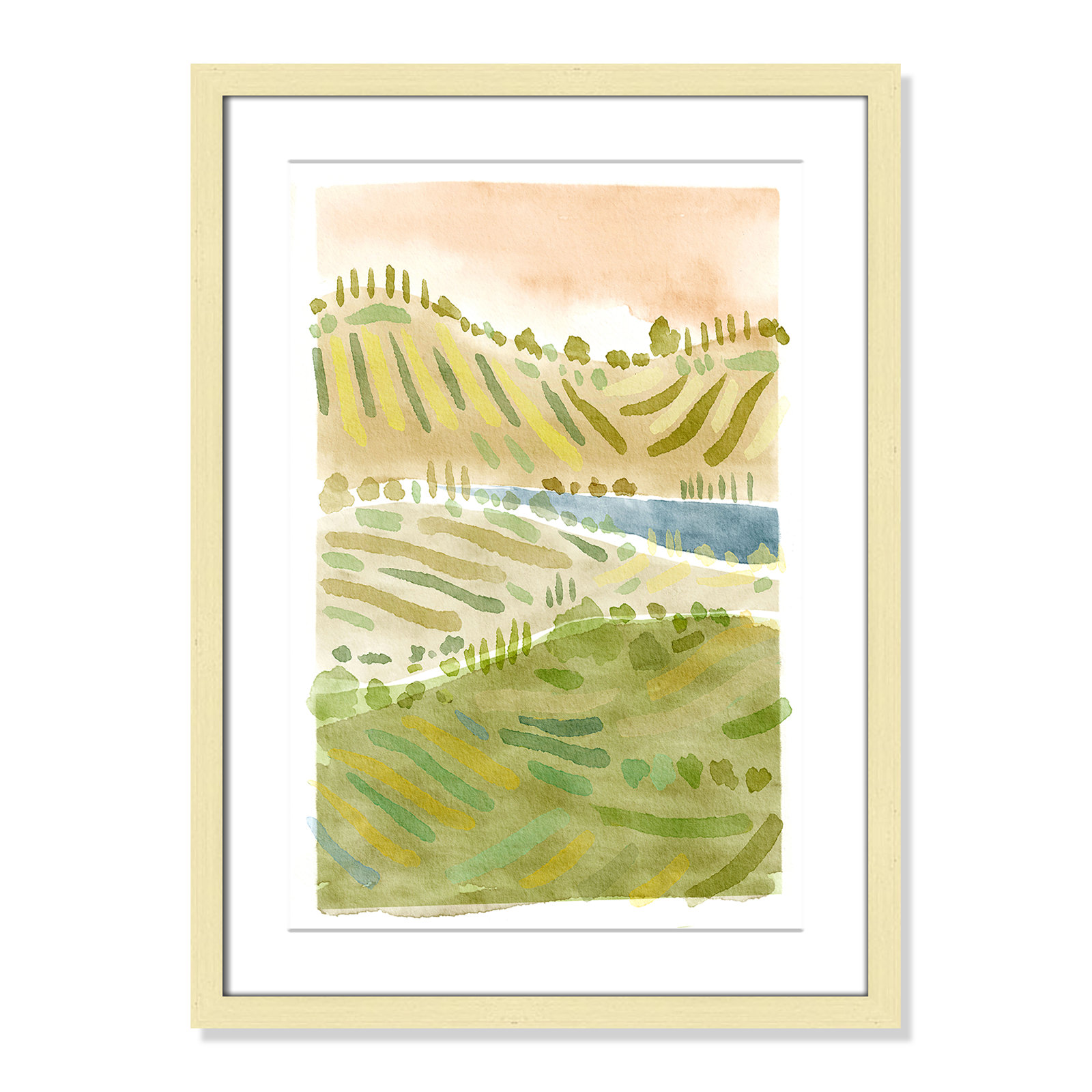 Tuscan Countryside Print, Gold Single Picture Framed Paper, White, 23" H x 17" W x 1.25" D