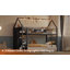Lit simple avec grands tiroirs de rangement et tableau à griffes, cadre de lit superposé Tree House avec bandes lumineuses colorées et ports de chargement USB, bibliothèque, blanc-739679638