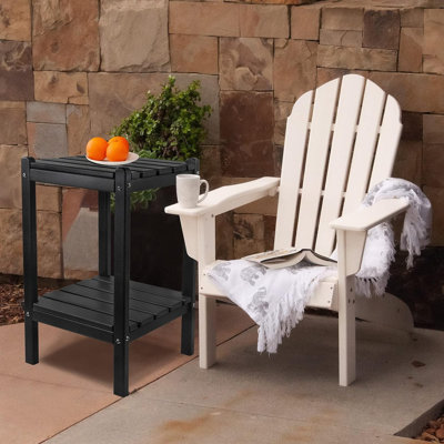 Table d'appoint Adirondack en PEHD résistante aux intempéries, 66 cm de hauteur, table de bout de patio à 2 niveaux