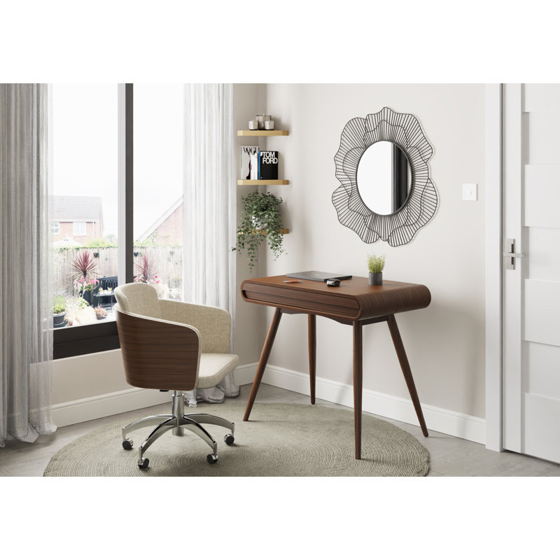 San Francisco Fabric Office chair, Dark Brown Wood