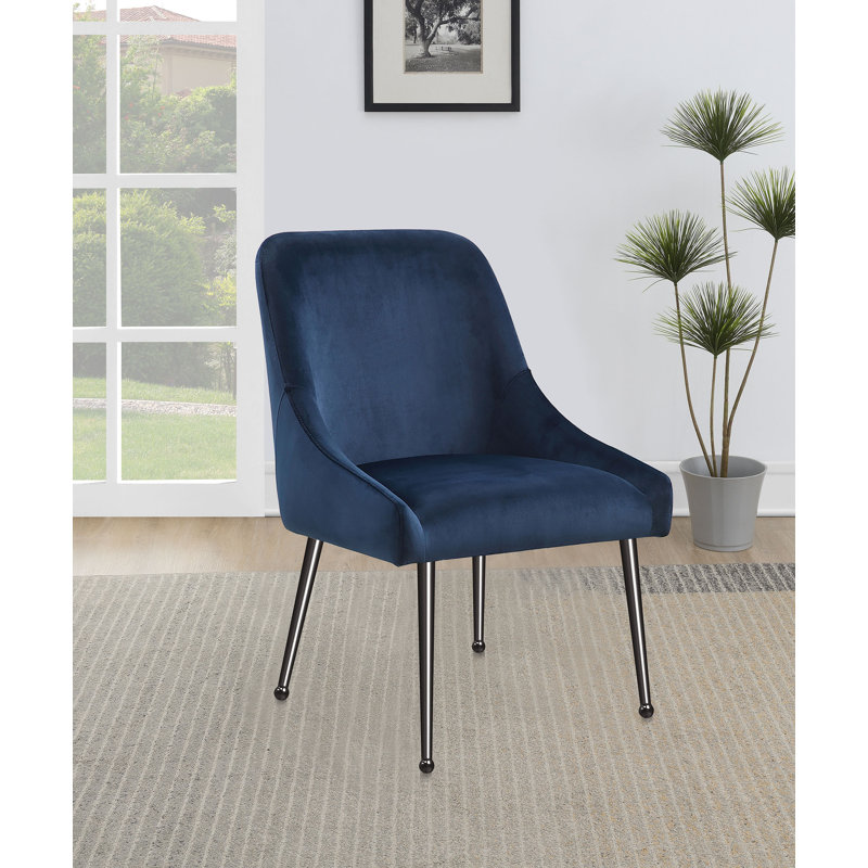 Dineshia Upholstered Dining Side Chair, Blue, Black