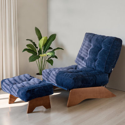 Lounge Chair with Ottoman,Adjustable Backrest Tufted Accent Chair with Footrest Set
