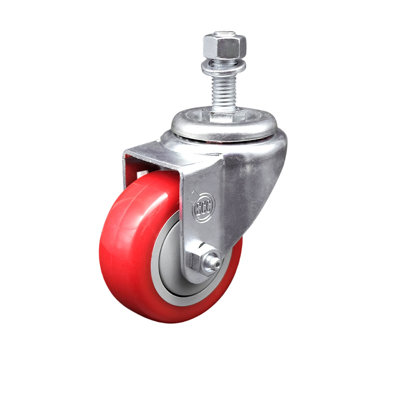 3.5 Inch SS Polyurethane Wheel Swivel 12mm Threaded Stem Caster SCC