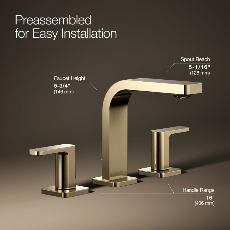 Parallel™Widespread Bathroom Faucet, 3-Hole Two Lever Handle Bathroom Sink Faucet, 1.2 GPM, Vibrant French Gold, 1.2 GPM