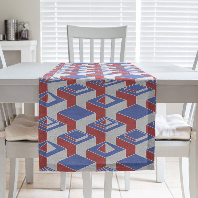 Chemin de table Classic Skyscrapers, 16 po x 72 po, Bleu/rouge