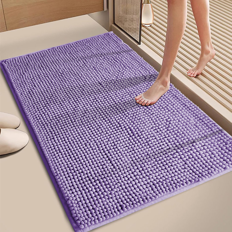 CHENILLE DOOR MAT (NON-SLIP), Lilac, 50cm W x 80cm L