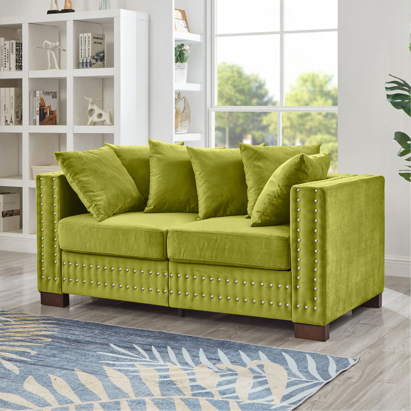 Velours rembourré avec accoudoirs carrés décoratifs Modern Design, Vert