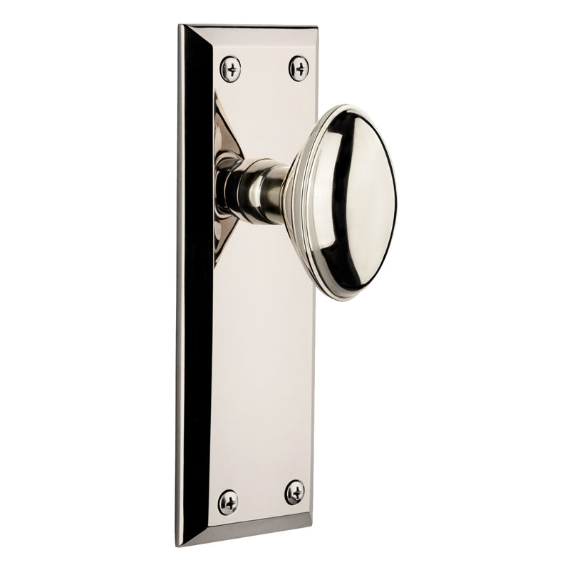 Grandeur Fifth Avenue Plate Passage with Eden Prairie Door Knob, Antique Pewter, 2 3/8"