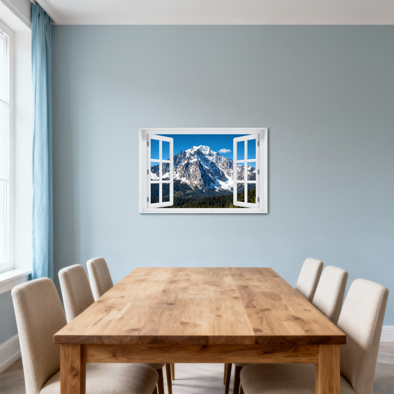 Paysage et nature vue sur la montagne à travers un cadre de fenêtre ouvert, H 24 po x l 36 po