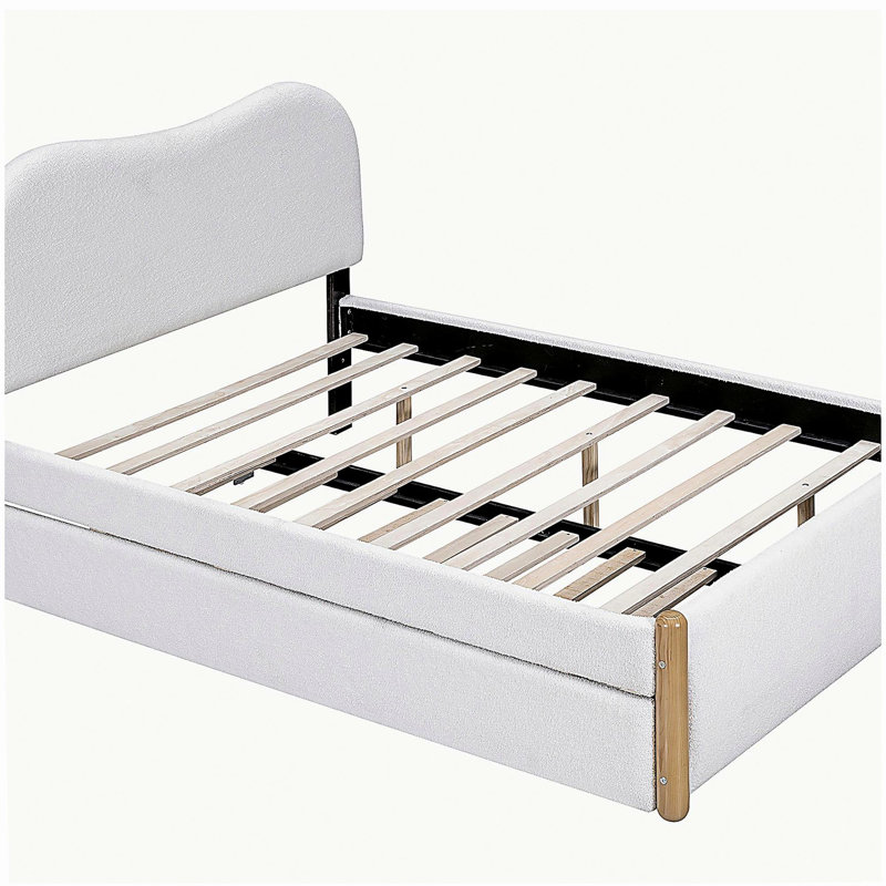 Lit plateforme moelleux avec pieds de soutien en bois et lit tiroir simple, Lit double